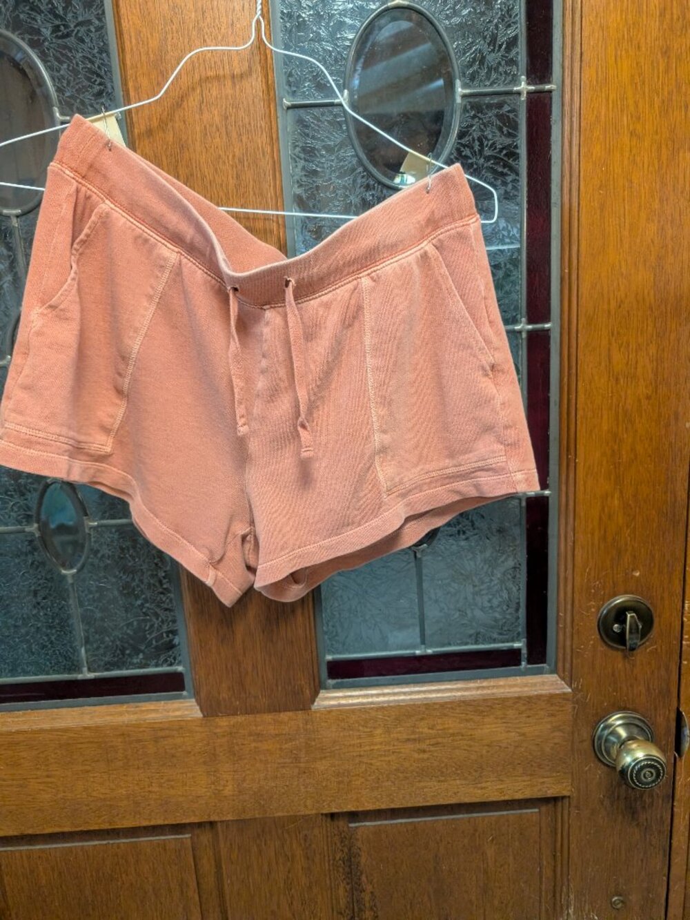 Womens Peach color cotton shorts, size Medium